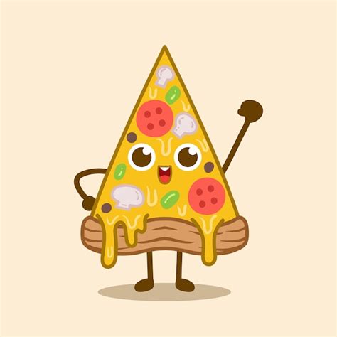 Premium Vector Pizza Cute Character Cartoon Food Illustration