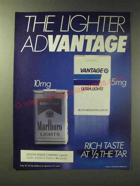 1989 Vantage Cigarettes Ad The Lighter Advantage