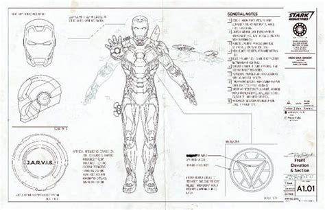 Iron Man Blueprint Marvel Tony Stark Comics Movie Suit Iron Man Suit