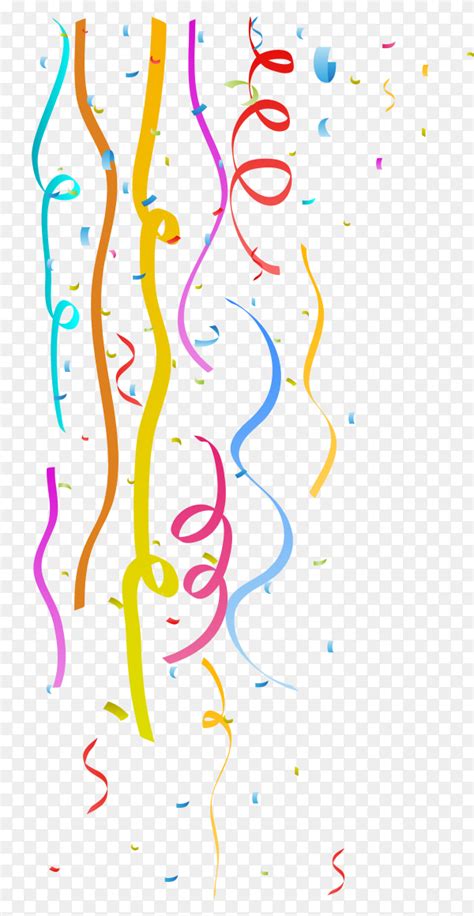 Colorful Celebration Ribbon With Confetti On Transparent Background Png