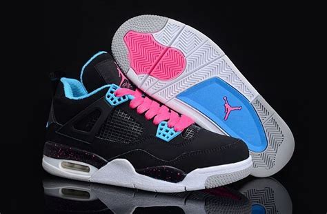 Air Jordan 4 Black Pink Blue Womens Shoes Air Jordans Air Jordans