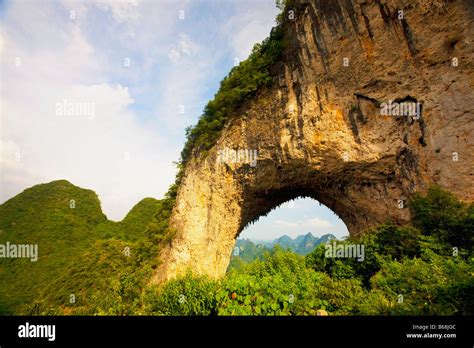 Natural Arch Formed At A Hill Moon Hill Yangshuo Guangxi Province
