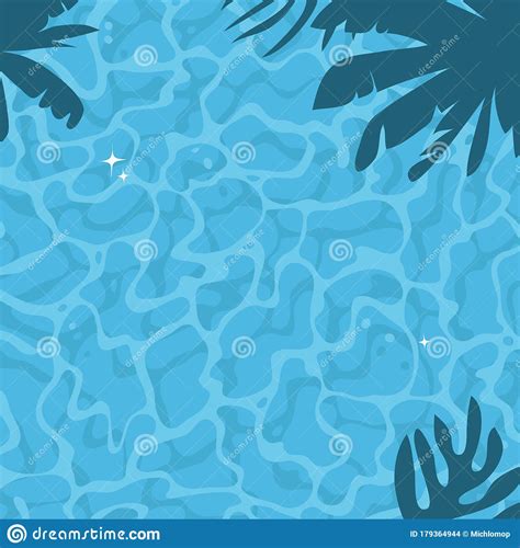 Hand Drawn Summer Illustration Luxury Pool Actual Tropical Vector