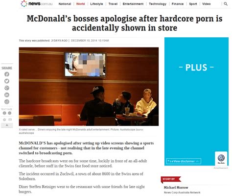 Dont Get Caught Out Mcdonalds Bosses Apologise After Hardcore Porn Is Accidentally Shown In