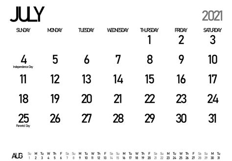 July 2021 Calendar With Holidays Us Uk Canada India