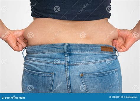 Overweight Woman Body With Fat On Belly Overweight Concept Stock