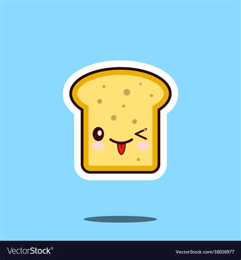 Toast Kawaii Cute Design Flat Cartoon Icon Vector Image