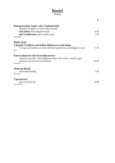 Menu au Restaurant Nassereinerhof, Sankt Anton am Arlberg