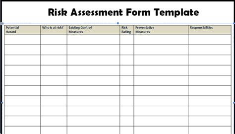 Risk Assessment Form Templates In Excel Projectemplates