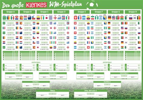 Der pdf spielplan zur fußball em 2020. KLENKES-WM-Spielplan zum Ausdrucken