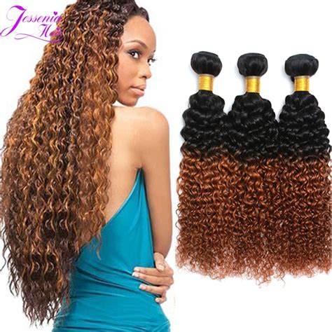 8a Brazilian Kinky Curly Ombre Hair Extensions 3pcs 2 Tone Human Hair