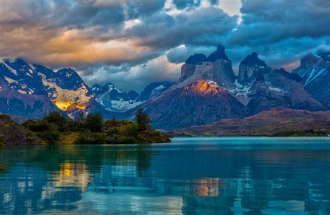 Landscape Mountains Lake Water Nature Reflection Clouds Snowy