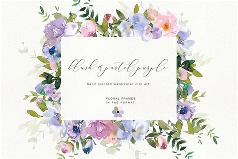 Download Watercolor Floral Clipart Blush Purple Frame Collection ...