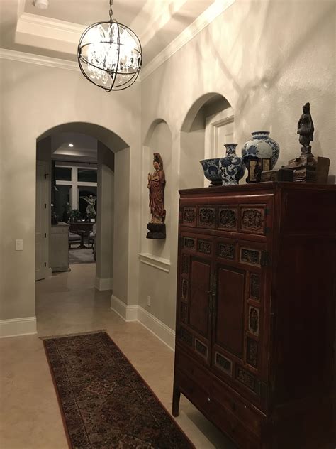 Walls are sherwin williams 'agreeable gray'. Entry to our post Hurricane Harvey remodeled home. Sherwin ...