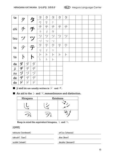 Hiragana Katakana Worksheet Katakana Chart Language Centers Hiragana