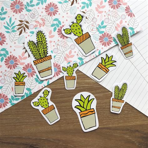 Aesthetic Hand Drawn Cactus Stickers Plant Sticker Sets