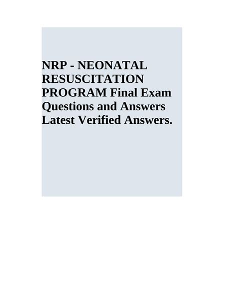 Solution Neonatal Resuscitation Program Studypool