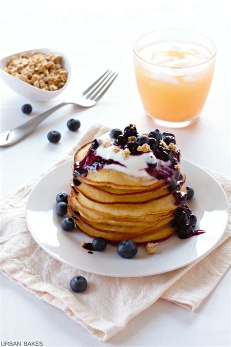 2 eggs, greek i topped each pancake with frozen blueberries before flipping, and topped those with housemade. Browned Butter Pancakes with Blueberry Compote | URBAN BAKES
