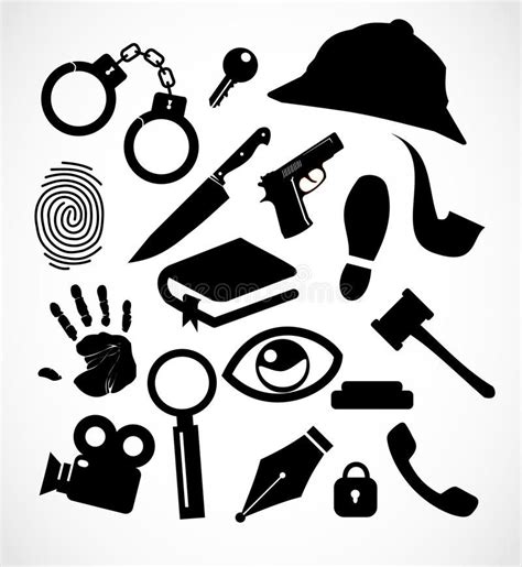 Detective Crime Icon Set Collection Stock Illustration Illustration Of