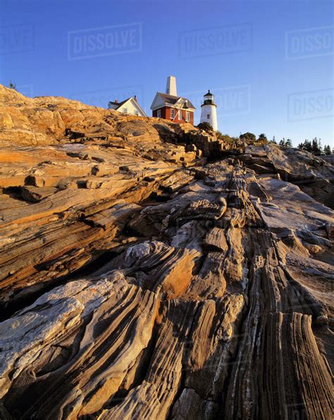 Usa Maine Pemaquid Light The Striated Carved Rocks Near The
