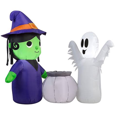 Tis Your Season 5 Ft Wide Witch And Ghost Airblown Inflatable