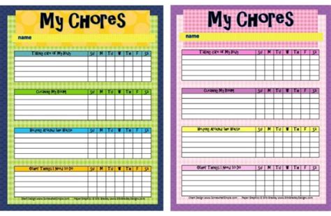 Free Printable Chore Charts For Kids