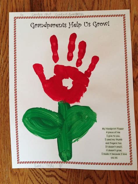 Adorable Hand Print Card For Grandparents Grandparents Day Crafts