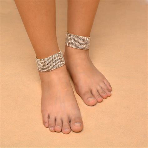 Trendy Crystal Anklet Bracelet On A Leg Foot Jewelry Rhinestone Anklet Bracelets For Women In