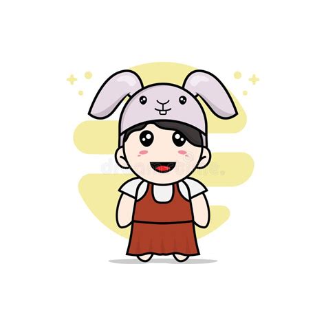 Cute Girl Character Wearing Rabbit Costume Stock Vector Illustration Of Emotion Friendly