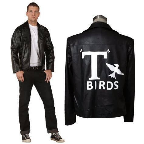 Mens Grease Birds Jacket Adults Birds 50s Danny Fancy Dress Costume