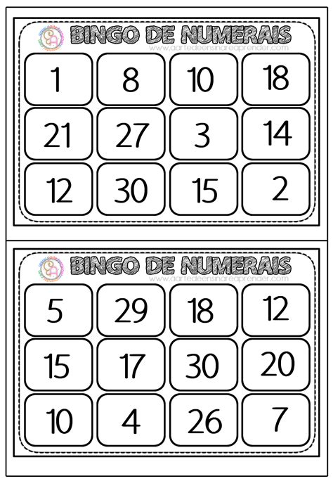 Plano De Aula Bingo Dos Numeros