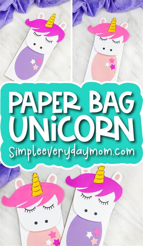 Unicorn Paper Bag Puppet Craft For Kids Free Template In 2022 Paper