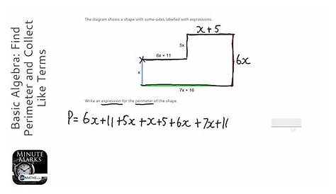 perimeter and area with algebraic expressions worksheets