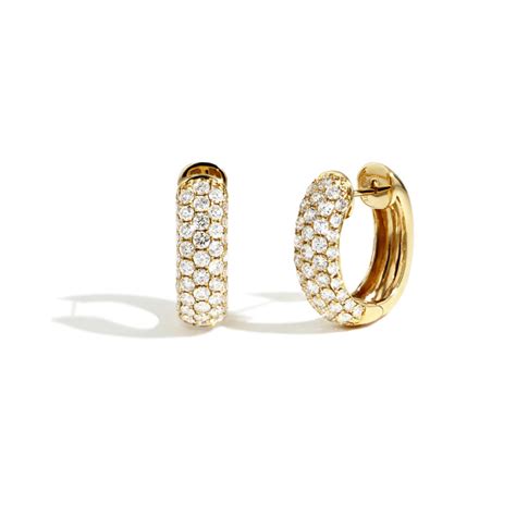 2 09 ctw Pavé Diamond Wide Mini Huggie Earrings in White Gold