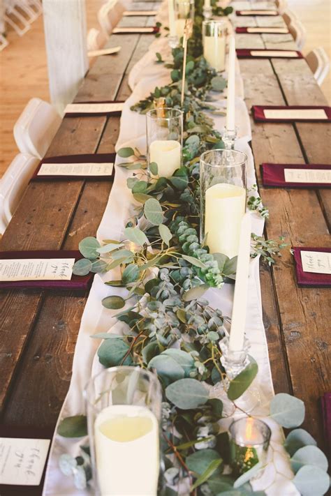 Eucalyptus Runner For A Fall Wedding Fall Wedding Tables Rustic