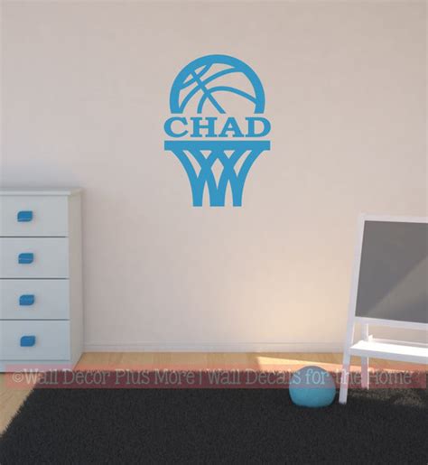 Wall Name Sticker Decal Basketball Hoop Decal Custom Letters Sports Decor