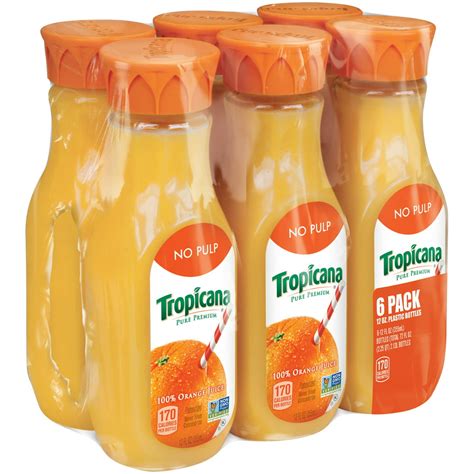Tropicana Pure Premium No Pulp 100 Orange Juice 12 Fl Oz 6 Count