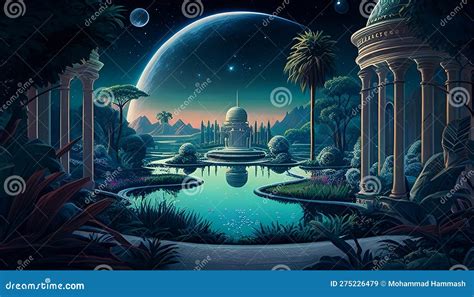 Galactic Oasis: a Serene and Otherworldly Landscape, Made with
