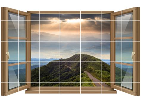 Dann finden sie hier alle informationen zu den vorteilen & kosten sowie erfahrungen mit naturstein. Fliesen-Aufkleber Fliesen-Bild Fenster Natur Landschaft ...