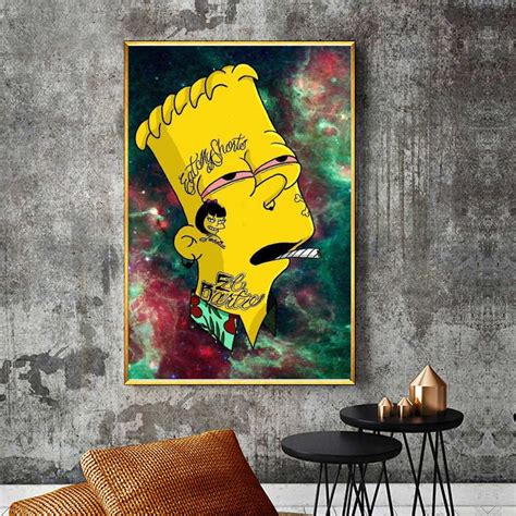 Bart Cartoon On Weed Wallpaper Canvas Painting Print Living Room Home