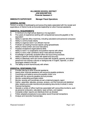 Manage finance projects and finance elements of other group projects, including uat testing. Printable bookkeeper job description and duties - Fill Out ...