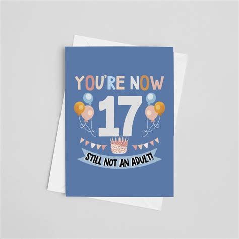 Funny 17th Birthday Card 17th Birthday Card 17th Birthday Etsy In