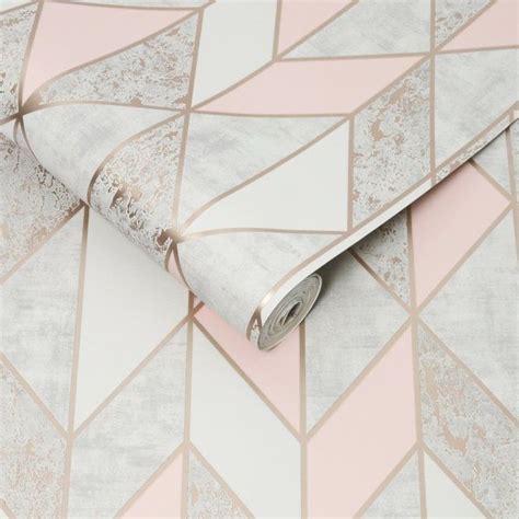 Milan Rose Gold And Blush Pink Geometric Wallpaper 106532