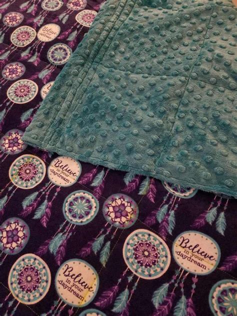 Weighted Blanket 10 Pound Dreamcatcher Teal Minky 40x70 Ready To Ship Twin Size Adult