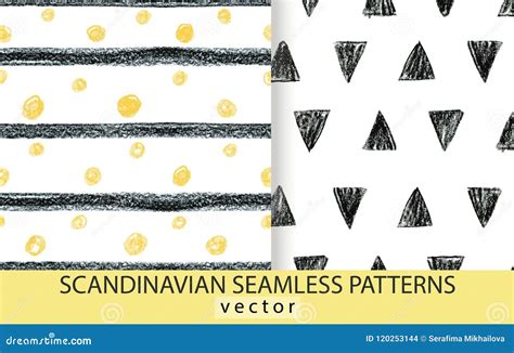 Abstract Seamless Scandinavian Patterns Set Stock Vector