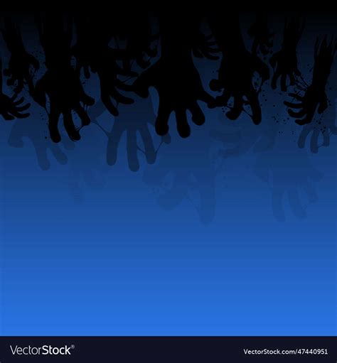 zombie grunge hands silhouettes blue background vector image