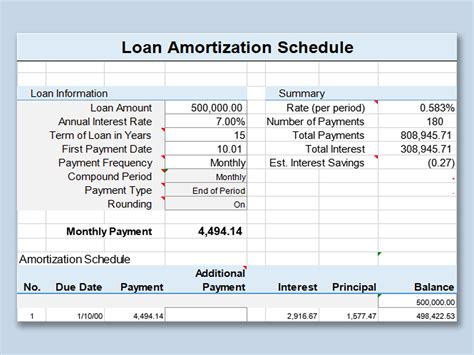 Excel Of Loan Amortization Schedulexlsx Wps Free Templates