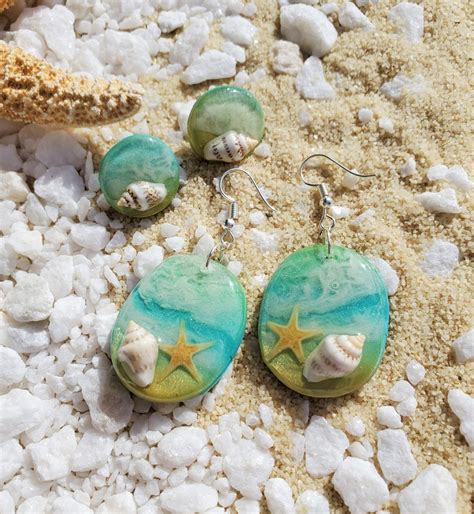 Polymer Clay Beach Earrings Sea Shell Earrings Sea Shells In Etsy