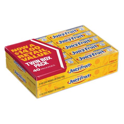 Wrigleys Juicy Fruit Gum 5 Ct 40 Pks Pack Of 2