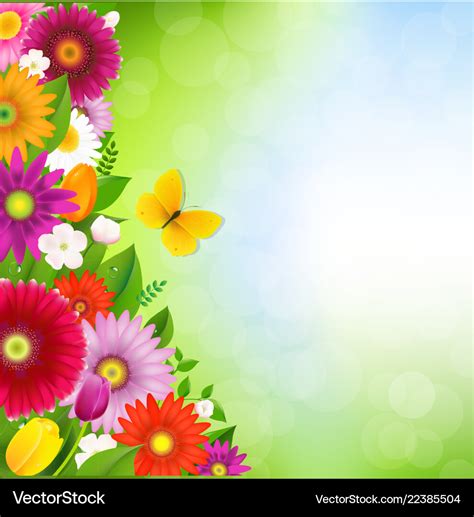 Border Flowers With Butterfly Royalty Free Vector Image